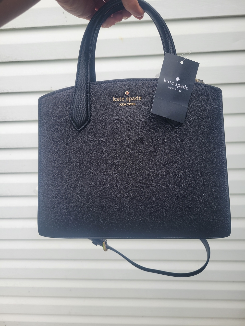 kate spade black glitter dome satchel